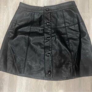 Free People Black Leather Mini Skirt